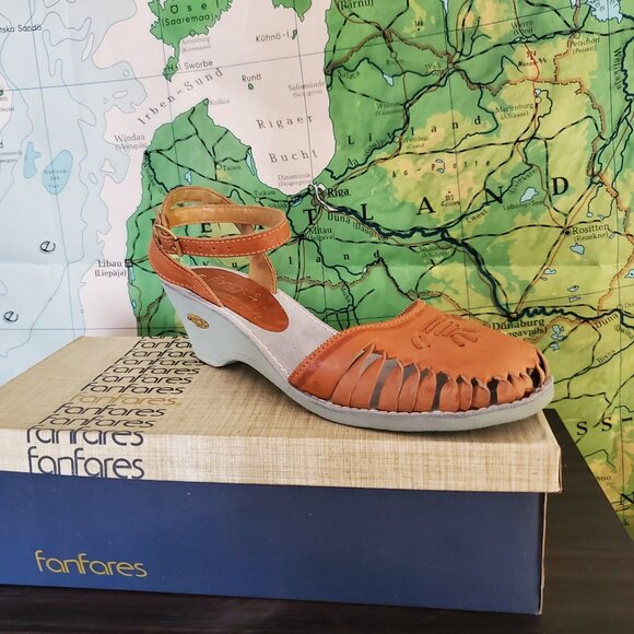Fanfares 8.5M Vintage New-in-Box Closed Toe Leather Sandals - Picture 1 of 3